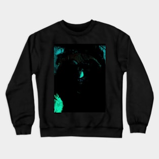 Portrait, digital collage and special processing. Dark fantasy. Tired warrior, beautiful diadem. Aquamarine. Battered. Crewneck Sweatshirt